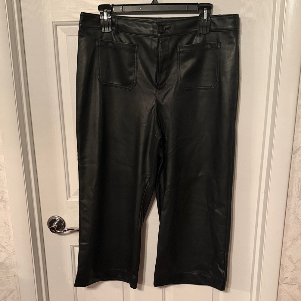 LOFT Black Cropped Leather Pants